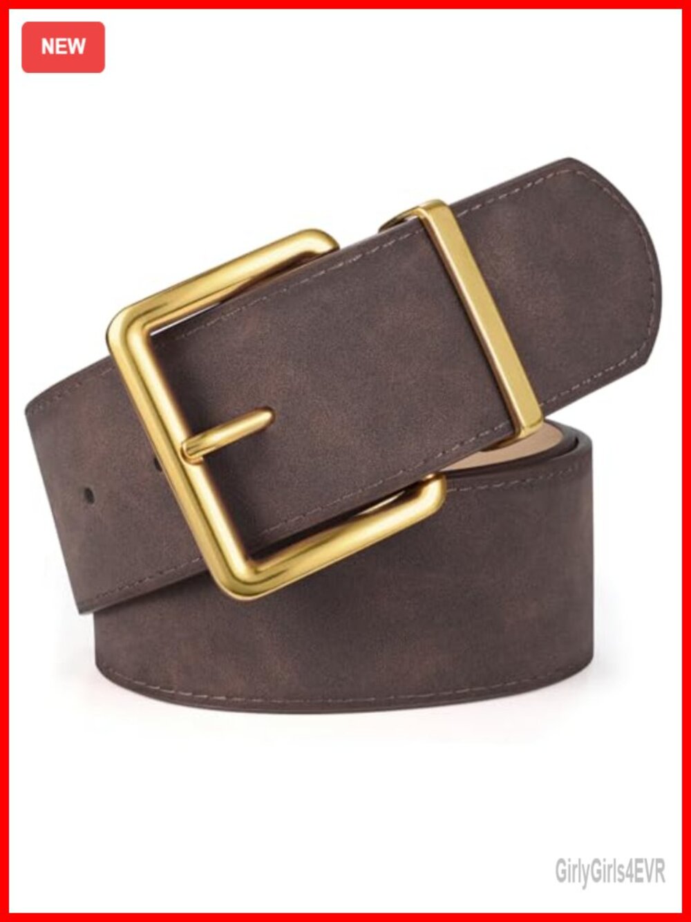 Wide Chunky Suede Belt for Dresses Faux Leather Gold Buckle